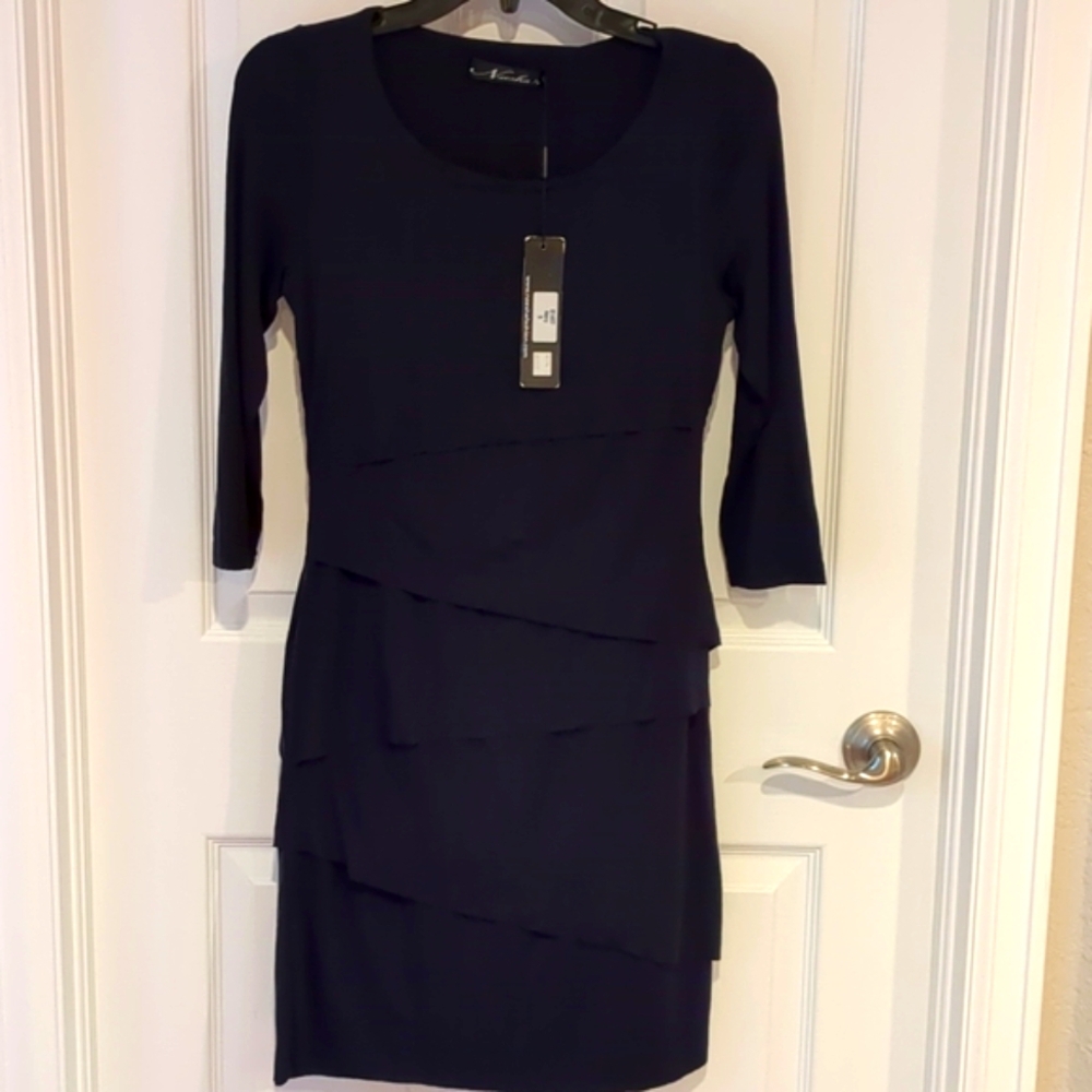 NWT Neesha Navy Layered Dress - S